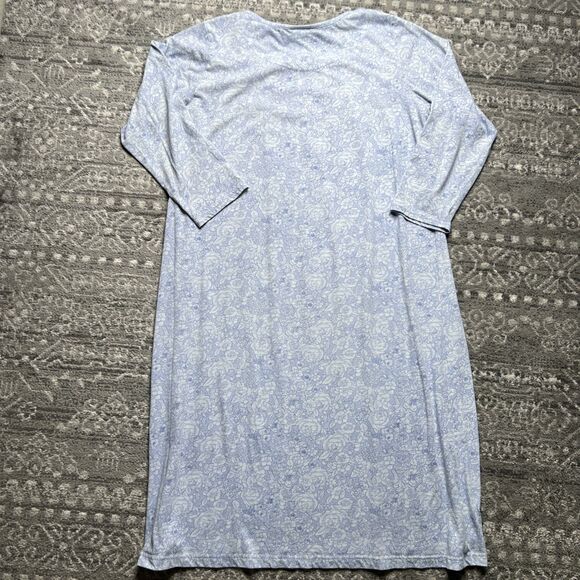 Country Store Nightgown Size Large Knit Blue Floral Midi Cottagecore Tradwife - Picture 8 of 8